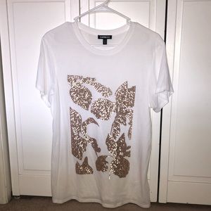 Gold sequin white tee